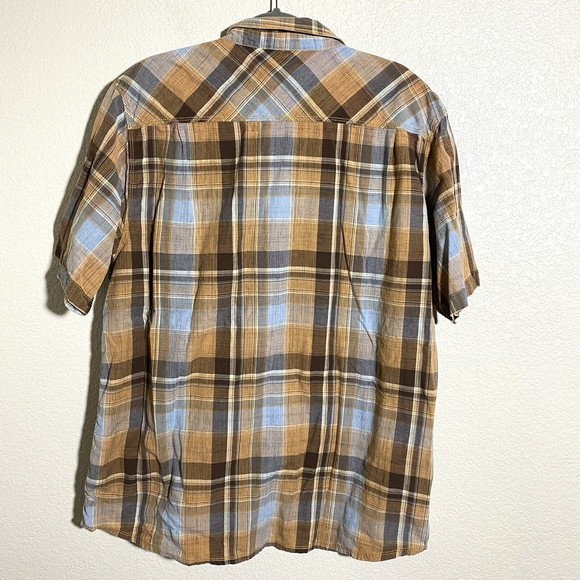 North River Mens Shirt Size XXL Plaid Short Sleeve Button Front Brown - Picture 2 of 6